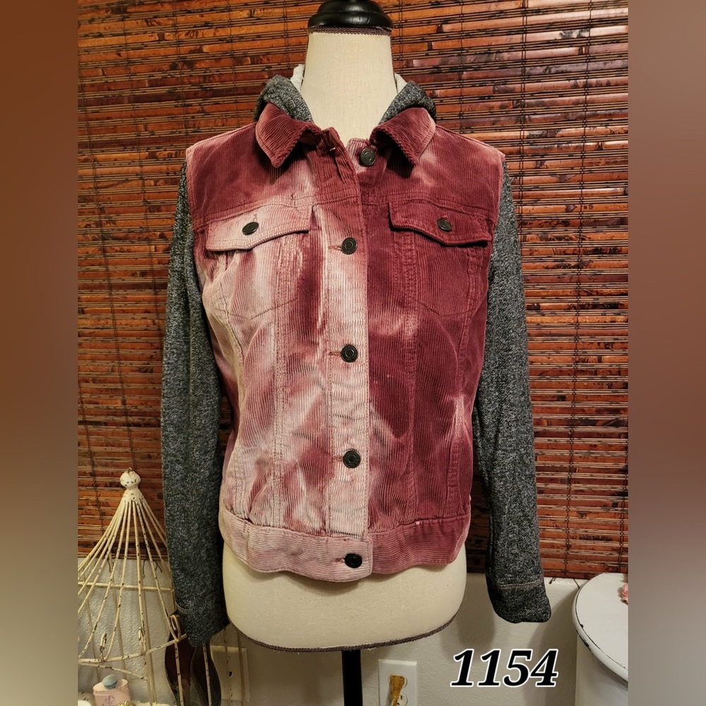 Mudd Burgundy and Gray Jean Jacket (Junior)